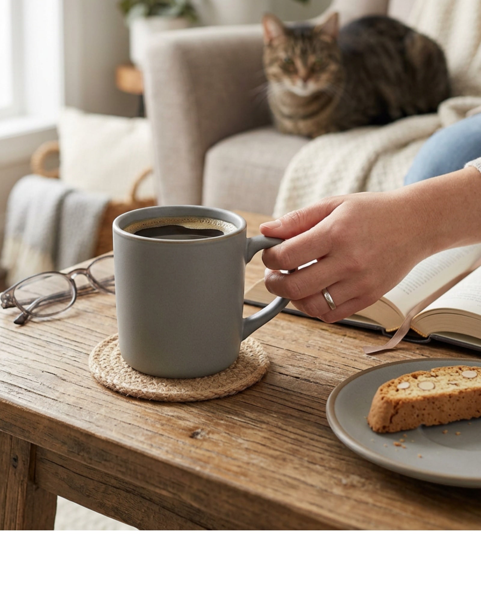 Bovr Ceramic Coffee Mug Matte Stone 14 oz