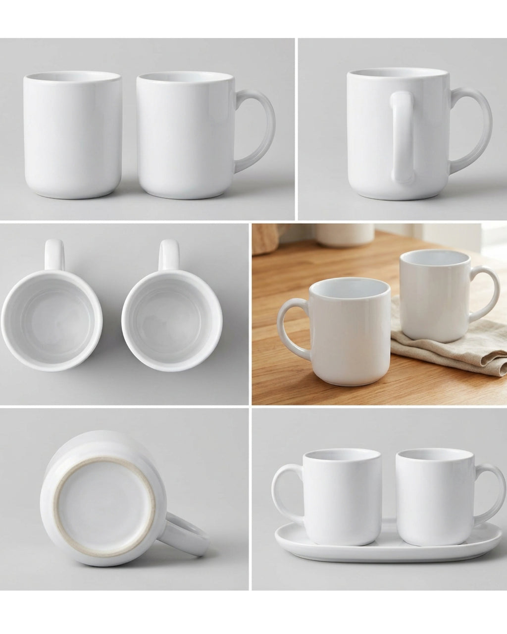 Bovr Ceramic Mug Set White 12 oz Pair