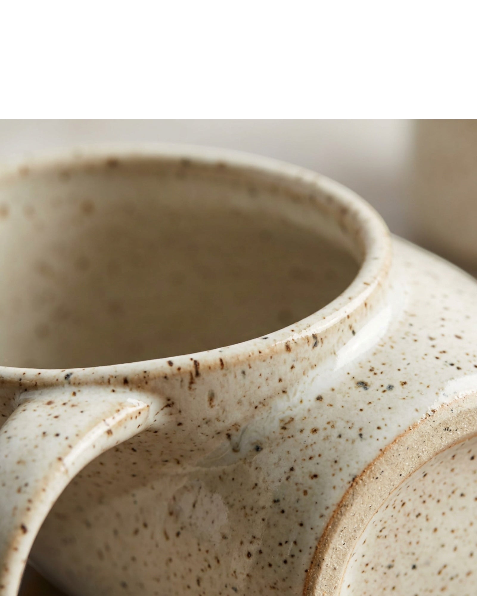 Bovr Speckled Ceramic Coffee Mug Cream 16 oz