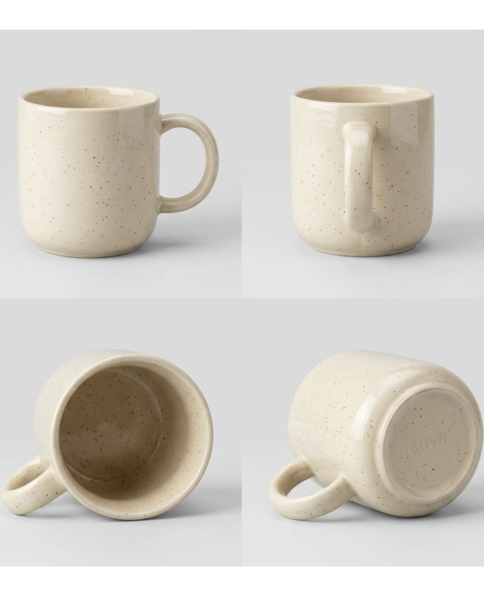 Bovr Speckled Ceramic Coffee Mug Cream 16 oz