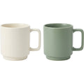 Bovr Stackline Ceramic Coffee Mugs Ivory Sage 11 oz Set of 2 - Product view