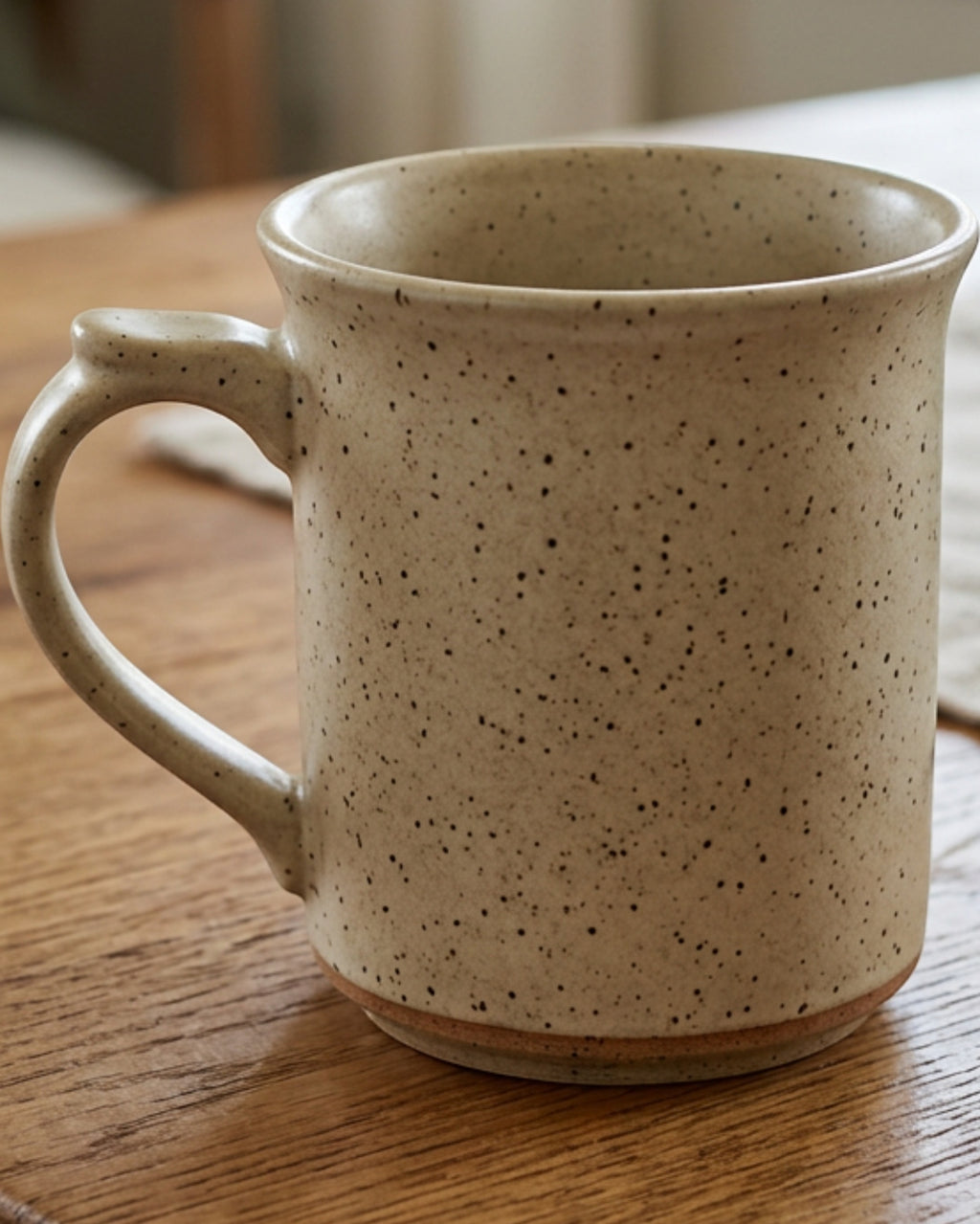 Bovr Thumbrest Speckled Stoneware Coffee Mug Oatmeal 15 oz - Lifestyle view